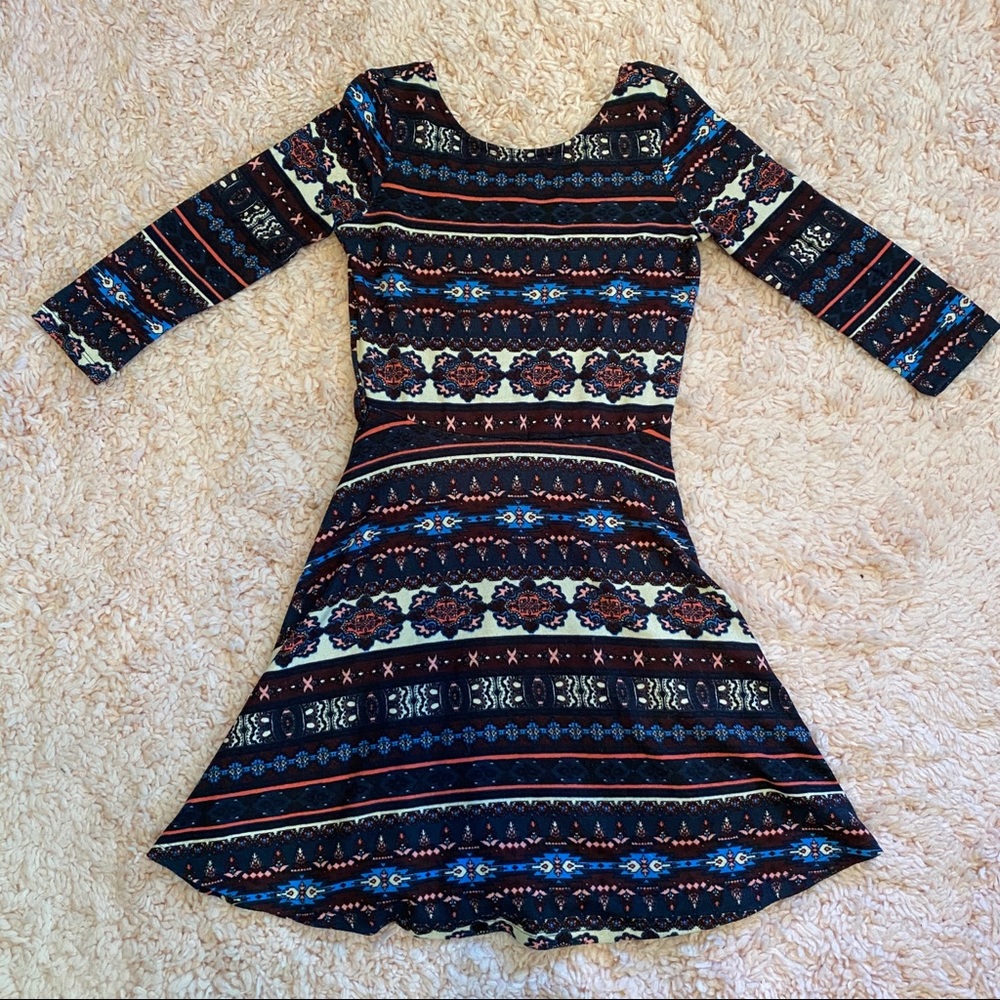 Papaya patterned dark blue dress